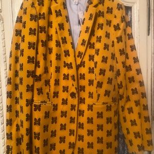 Jcrew NWT Mustard w brown butterflies corduroy jacket sz 10